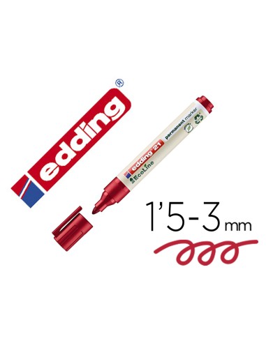 Rotulador edding 21 marcador permanente ecoline 90 reciclado color rojo punta redonda 15 3 mm recargable