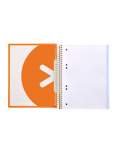Cuaderno espiral a5 micro antartik tapa forrada120h 90 gr cuadro 5mm 5 bandas6 taladros color mostaza