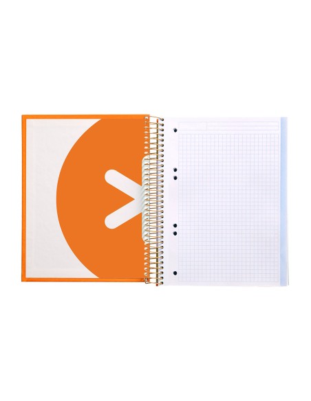 Cuaderno espiral a5 micro antartik tapa forrada120h 90 gr cuadro 5mm 5 bandas6 taladros color mostaza