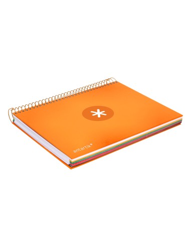 Cuaderno espiral a5 micro antartik tapa forrada120h 90 gr cuadro 5mm 5 bandas6 taladros color mostaza