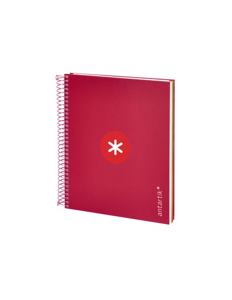 Cuaderno espiral a5 micro antartik tapa forrada120h 90 gr cuadro 5mm 5 bandas6 taladros color frambuesa