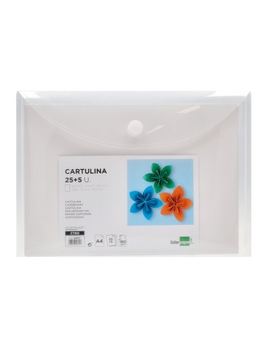 Cartulina liderpapel a4 180g m2 blanco paquete de 255 hojas
