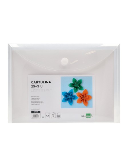 Cartulina liderpapel a4 180g m2 blanco paquete de 255 hojas