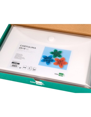 Cartulina liderpapel a4 180g m2 blanco paquete de 255 hojas