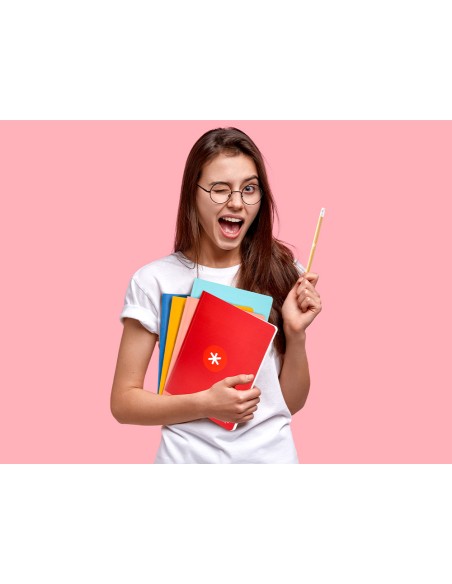 Libreta antartik a5 plus cosida 48 hojas 90g m2 rayado horizontal con margen 6 colores surtidos