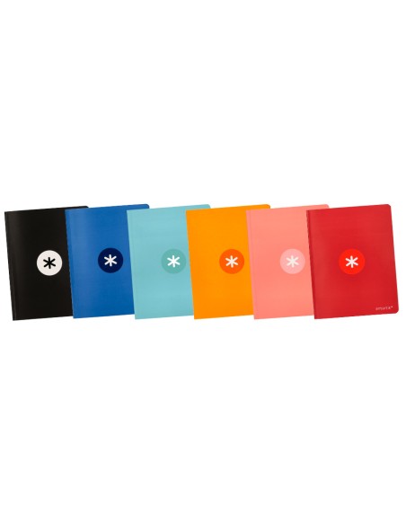 Libreta antartik a5 plus cosida 48 hojas 90g m2 cuadro 5mm con margen 6 colores surtidos