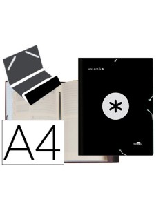 Carpeta antartik clasificadora a4 12 departamentos gomas carton forrado color negro