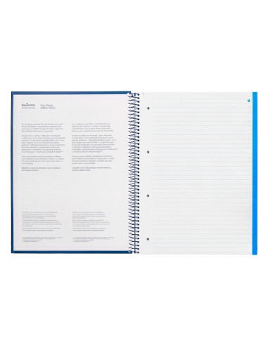 Cuaderno espiral navigator a4 micro tapa forrada 120h 80gr horizontal 5 bandas 4 taladros color azul marino