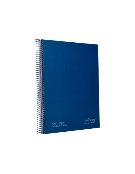 Cuaderno espiral navigator a4 micro tapa forrada 120h 80gr horizontal 5 bandas 4 taladros color azul marino