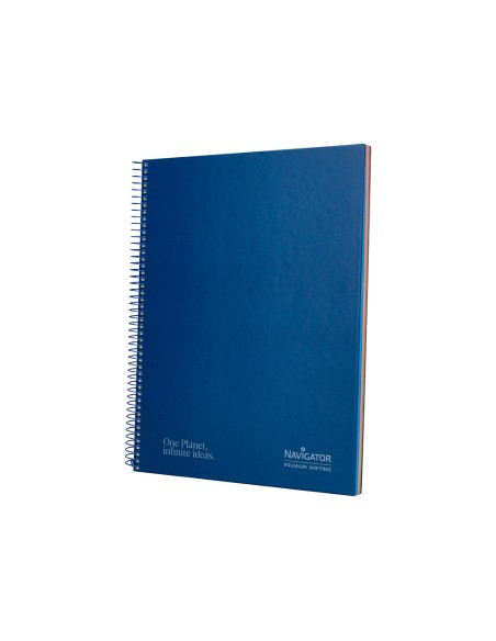 Cuaderno espiral navigator a4 micro tapa forrada 120h 80gr horizontal 5 bandas 4 taladros color azul marino