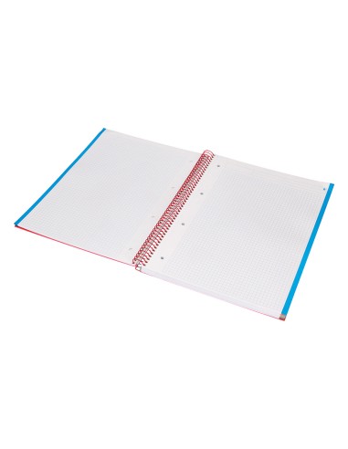 Cuaderno espiral navigator a4 micro tapa forrada 120h 80gr cuadro 5mm 5 bandas 4 taladros color rojo