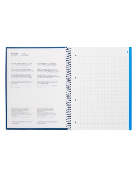 Cuaderno espiral navigator a4 micro tapa forrada 120h 80gr cuadro 5mm 5 bandas 4 taladros color azul marino