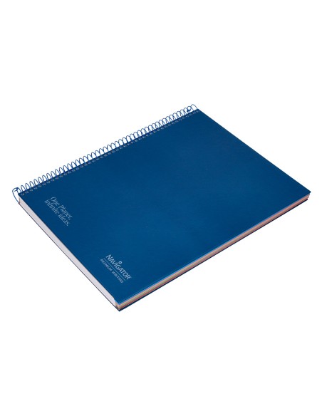 Cuaderno espiral navigator a4 micro tapa forrada 120h 80gr cuadro 5mm 5 bandas 4 taladros color azul marino