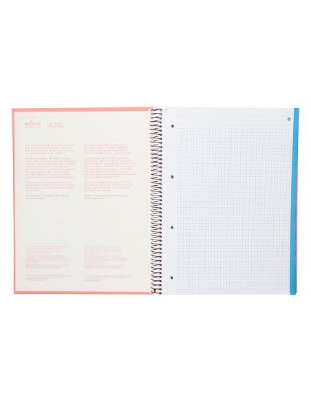 Cuaderno espiral navigator a4 micro tapa forrada 120h 80gr cuadro 5mm 5 bandas 4 taladros color rosa
