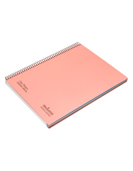 Cuaderno espiral navigator a4 micro tapa forrada 120h 80gr cuadro 5mm 5 bandas 4 taladros color rosa