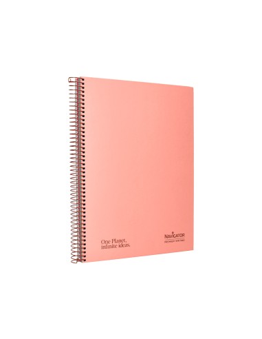 Cuaderno espiral navigator a4 micro tapa forrada 120h 80gr cuadro 5mm 5 bandas 4 taladros color rosa