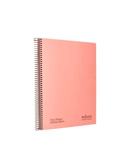 Cuaderno espiral navigator a4 micro tapa forrada 120h 80gr cuadro 5mm 5 bandas 4 taladros color rosa