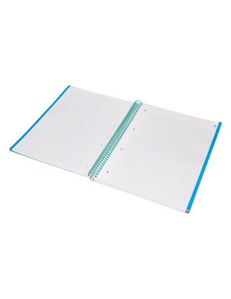 Cuaderno espiral navigator a4 micro tapa forrada 120h 80gr cuadro 5mm 5 bandas 4 taladros color menta