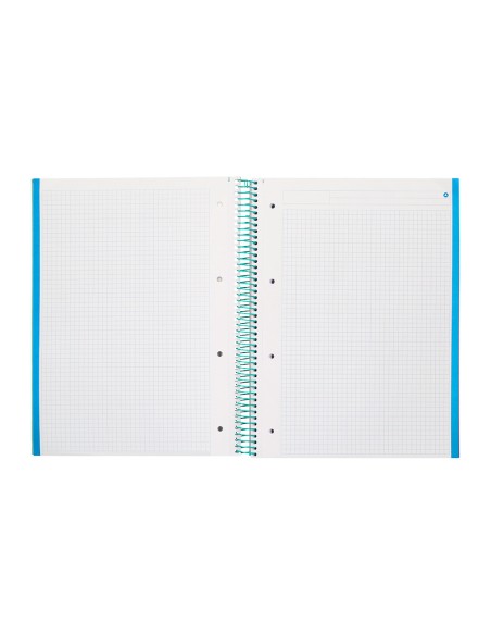 Cuaderno espiral navigator a4 micro tapa forrada 120h 80gr cuadro 5mm 5 bandas 4 taladros color menta