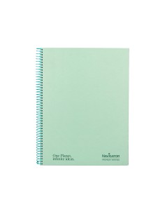 Cuaderno espiral navigator a4 micro tapa forrada 120h 80gr cuadro 5mm 5 bandas 4 taladros color menta