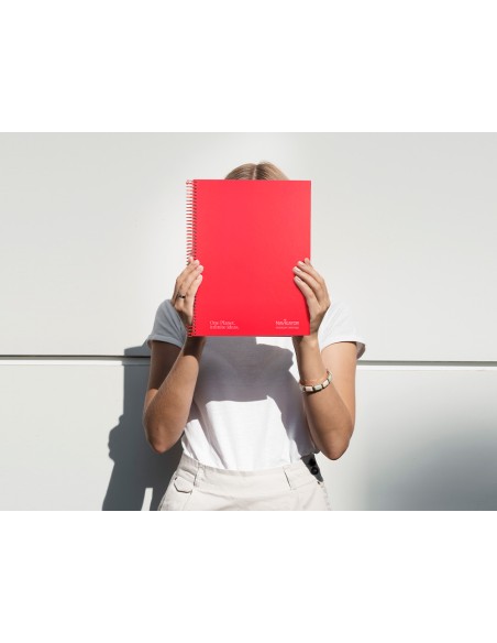 Cuaderno espiral navigator a4 micro tapa forrada 80h 80gr horizontal 1 banda color rojo
