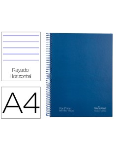 Cuaderno espiral navigator a4 micro tapa forrada 80h 80gr horizontal 1 banda color azul marino