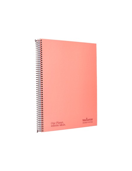 Cuaderno espiral navigator a4 micro tapa forrada 80h 80gr horizontal 1 banda color coral