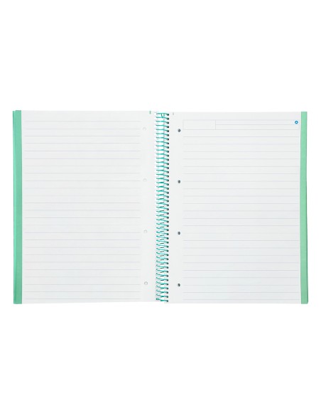 Cuaderno espiral navigator a4 micro tapa forrada 80h 80gr horizontal 1 banda color menta