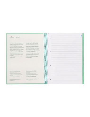 Cuaderno espiral navigator a4 micro tapa forrada 80h 80gr horizontal 1 banda color menta