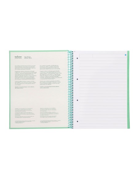 Cuaderno espiral navigator a4 micro tapa forrada 80h 80gr horizontal 1 banda color menta
