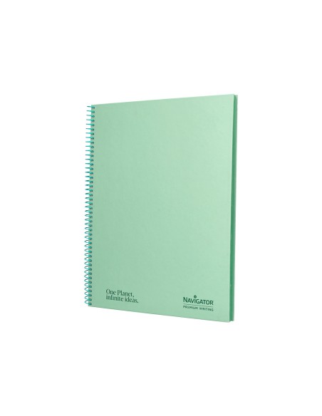 Cuaderno espiral navigator a4 micro tapa forrada 80h 80gr horizontal 1 banda color menta