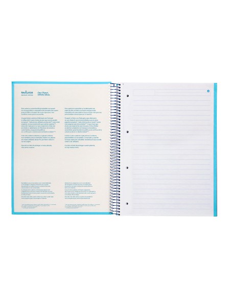 Cuaderno espiral navigator a4 micro tapa forrada 80h 80gr horizontal 1 banda color celeste
