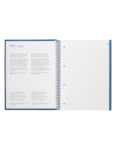 Cuaderno espiral navigator a4 micro tapa forrada 80h 80gr cuadro 5mm una banda color azul marino