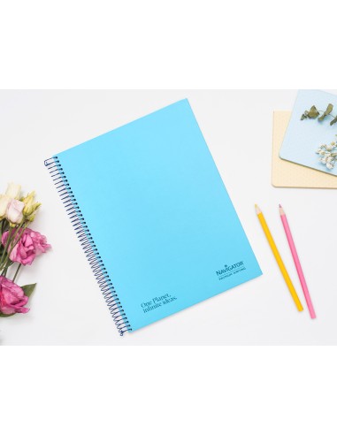 Cuaderno espiral navigator a4 micro tapa forrada 80h 80gr cuadro 5 mm 1 banda color celeste