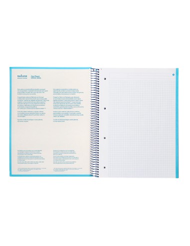 Cuaderno espiral navigator a4 micro tapa forrada 80h 80gr cuadro 5 mm 1 banda color celeste