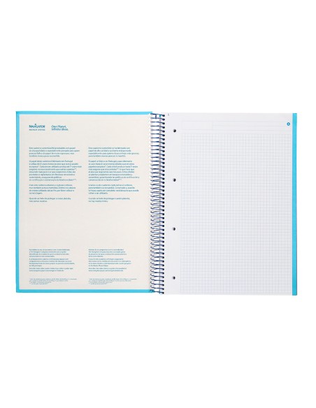 Cuaderno espiral navigator a4 micro tapa forrada 80h 80gr cuadro 5 mm 1 banda color celeste