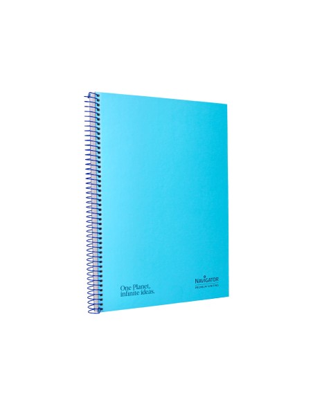 Cuaderno espiral navigator a4 micro tapa forrada 80h 80gr cuadro 5 mm 1 banda color celeste