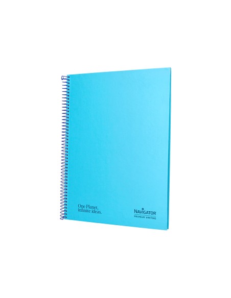 Cuaderno espiral navigator a4 micro tapa forrada 80h 80gr cuadro 5 mm 1 banda color celeste