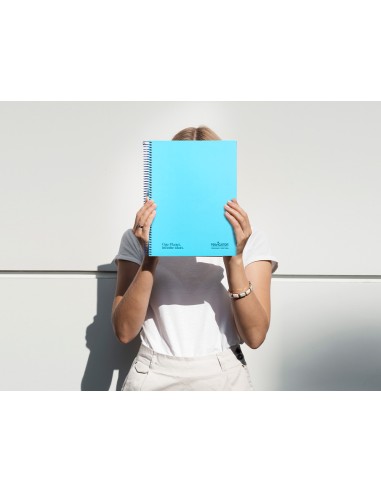 Cuaderno espiral navigator a4 micro tapa forrada 120h 80gr horizontal 5 banda 4 taladros color celeste