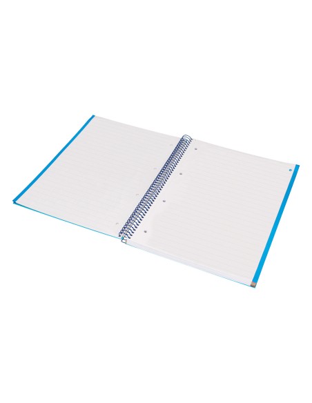 Cuaderno espiral navigator a4 micro tapa forrada 120h 80gr horizontal 5 banda 4 taladros color celeste