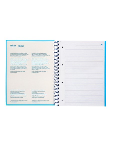 Cuaderno espiral navigator a4 micro tapa forrada 120h 80gr horizontal 5 banda 4 taladros color celeste