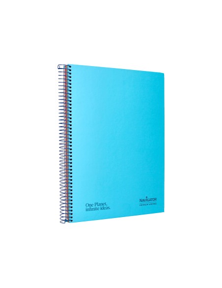 Cuaderno espiral navigator a4 micro tapa forrada 120h 80gr horizontal 5 banda 4 taladros color celeste