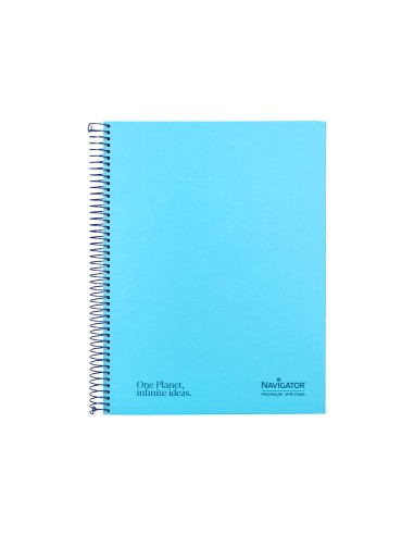 Cuaderno espiral navigator a4 micro tapa forrada 120h 80gr horizontal 5 banda 4 taladros color celeste