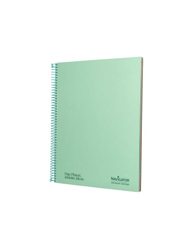 Cuaderno espiral navigator a4 micro tapa forrada 120h 80gr horizontal 5 banda 4 taladros color menta