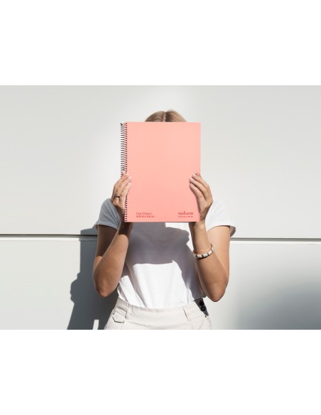 Cuaderno espiral navigator a4 micro tapa forrada 120h 80gr horizontal 5 banda 4 taladros color rosa
