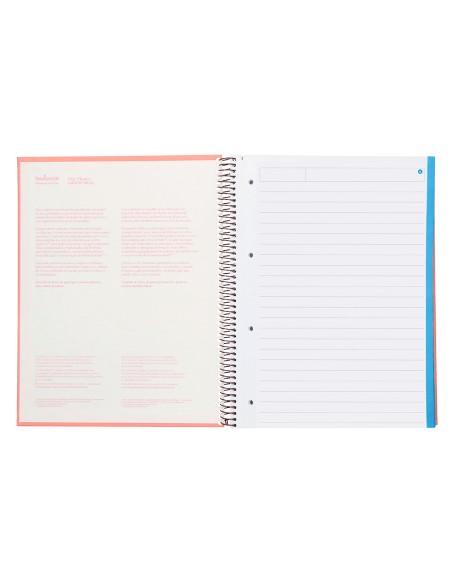 Cuaderno espiral navigator a4 micro tapa forrada 120h 80gr horizontal 5 banda 4 taladros color rosa