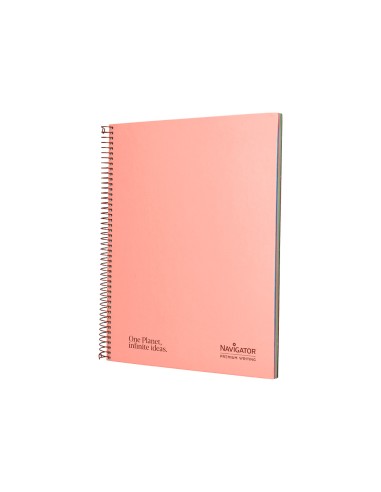 Cuaderno espiral navigator a4 micro tapa forrada 120h 80gr horizontal 5 banda 4 taladros color rosa