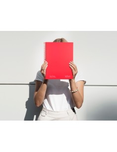 Cuaderno espiral navigator a4 micro tapa forrada 80h 80gr cuadro 5mm 1 banda color rojo