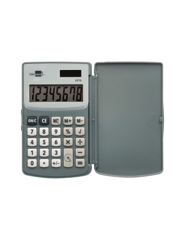 Calculadora liderpapel bolsillo xf15 10 digitos con tapa solar y pilas color gris 123x75x12 mm