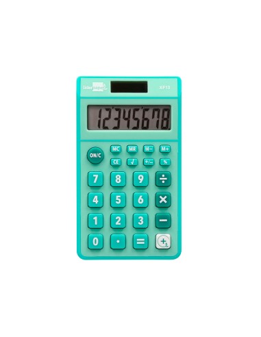 Calculadora liderpapel bolsillo xf13 8 digitos solar y pilas color verde 115x65x8 mm